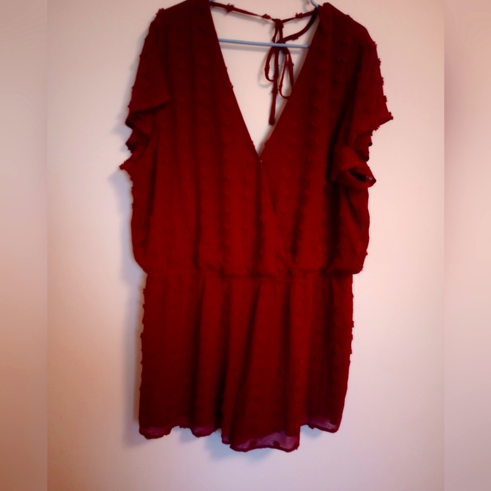 A Beautiful Soul Women's Plus Size 2X Maroon Romper